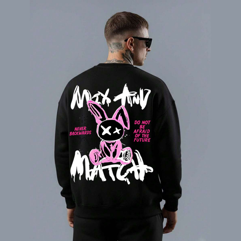 Moletom Masculino Estampa Coelho Max Match Rosa Streetwear Sem Capuz