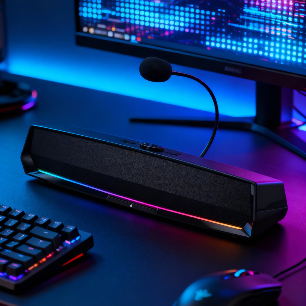 Soundbar Gamer para PC com LED RGB Microfone Integrado USB 14W RMS KP-RO856