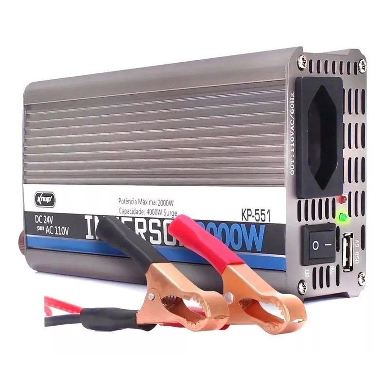 Inversor de Tensão Veicular 2000W DC 24V para AC 110V Knup KP-551 em Oferta na Shopee