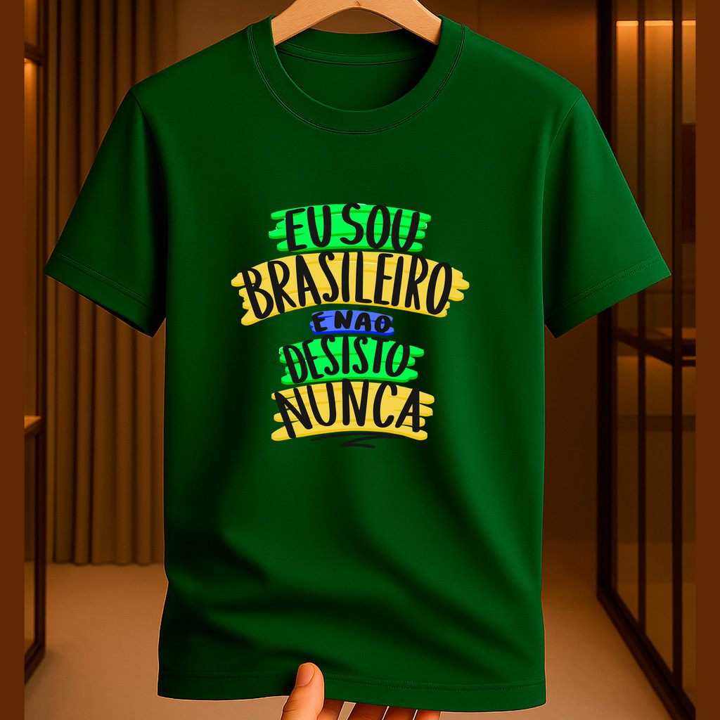 Camiseta 100% Algodão Infantil Roupa Criança Brasil Copa Hexa Estilo Casual Leve
