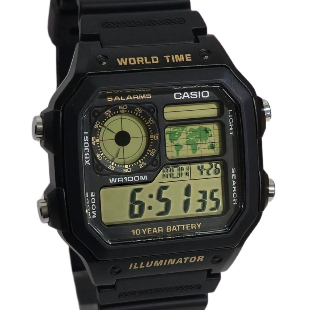 Relógio Casio Digital Masculino World Time AE-1200WH-1BVDF