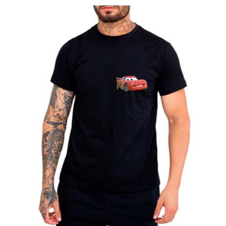Kit Camisetas 2 Peças Estampa  Carros Conjunto Casal Blusa Basica Estampada COUPLE MCQUEEN e SALLY