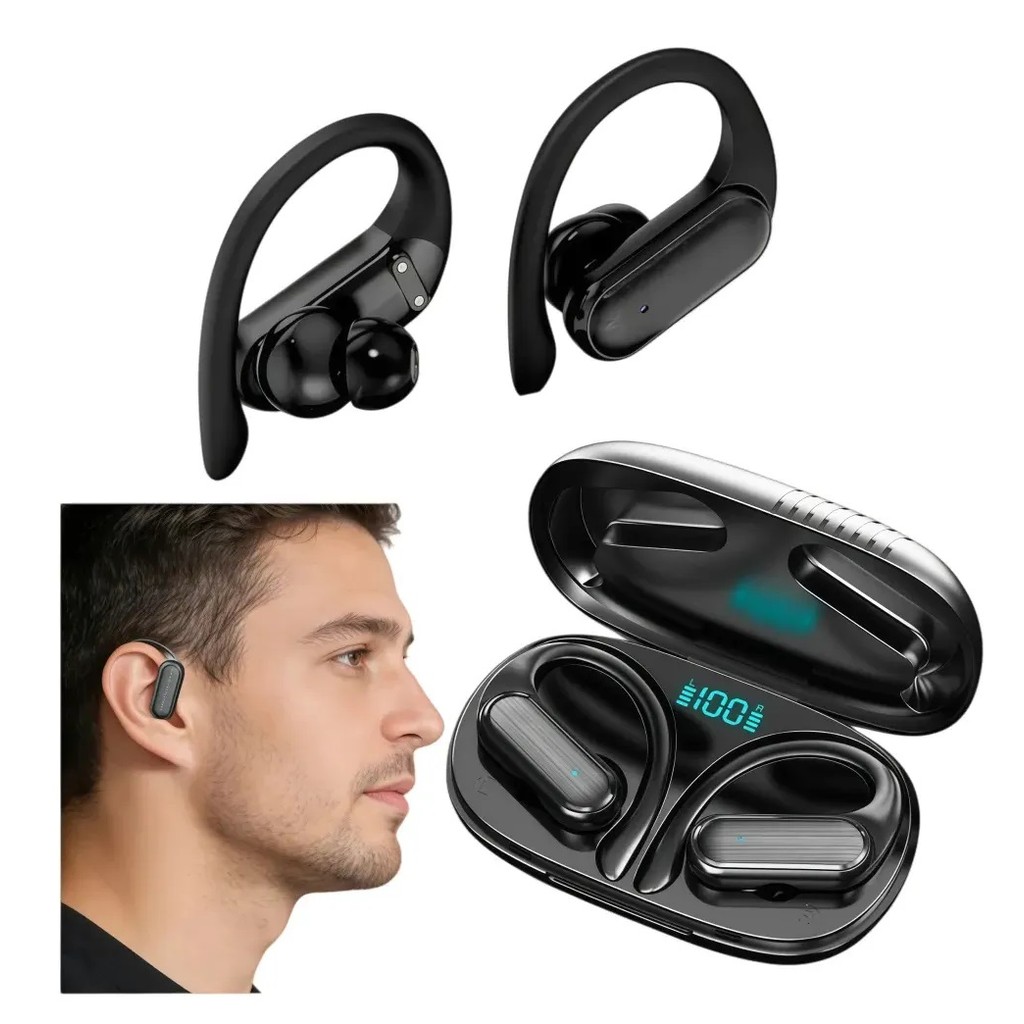 Fone De Ouvido Bluetooth Sem Fio Para Corrida Esportivo PRETO