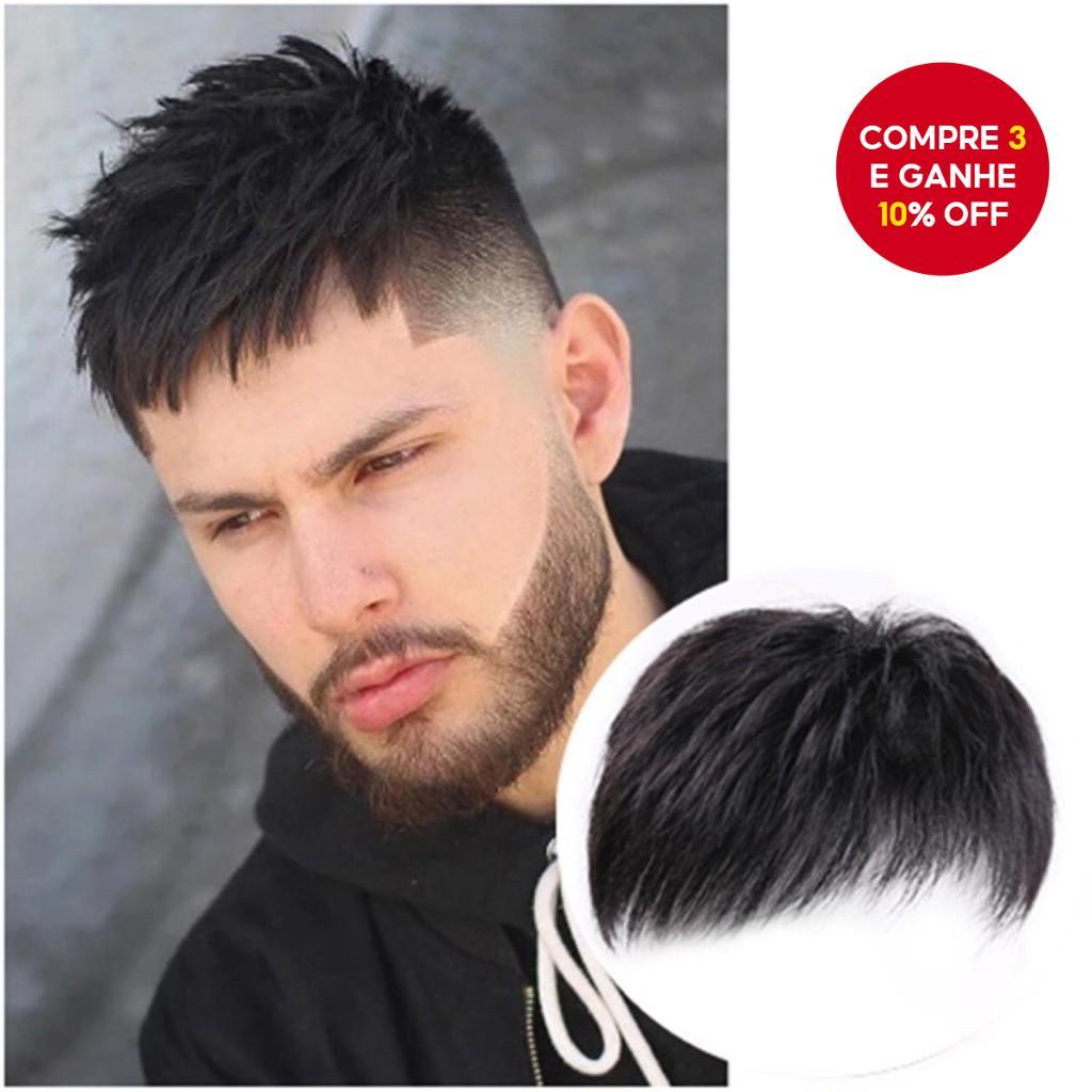 Peruca Masculina De Cabelo Curto , Invisível Para Cobertura Cinza De Ponto Careca
