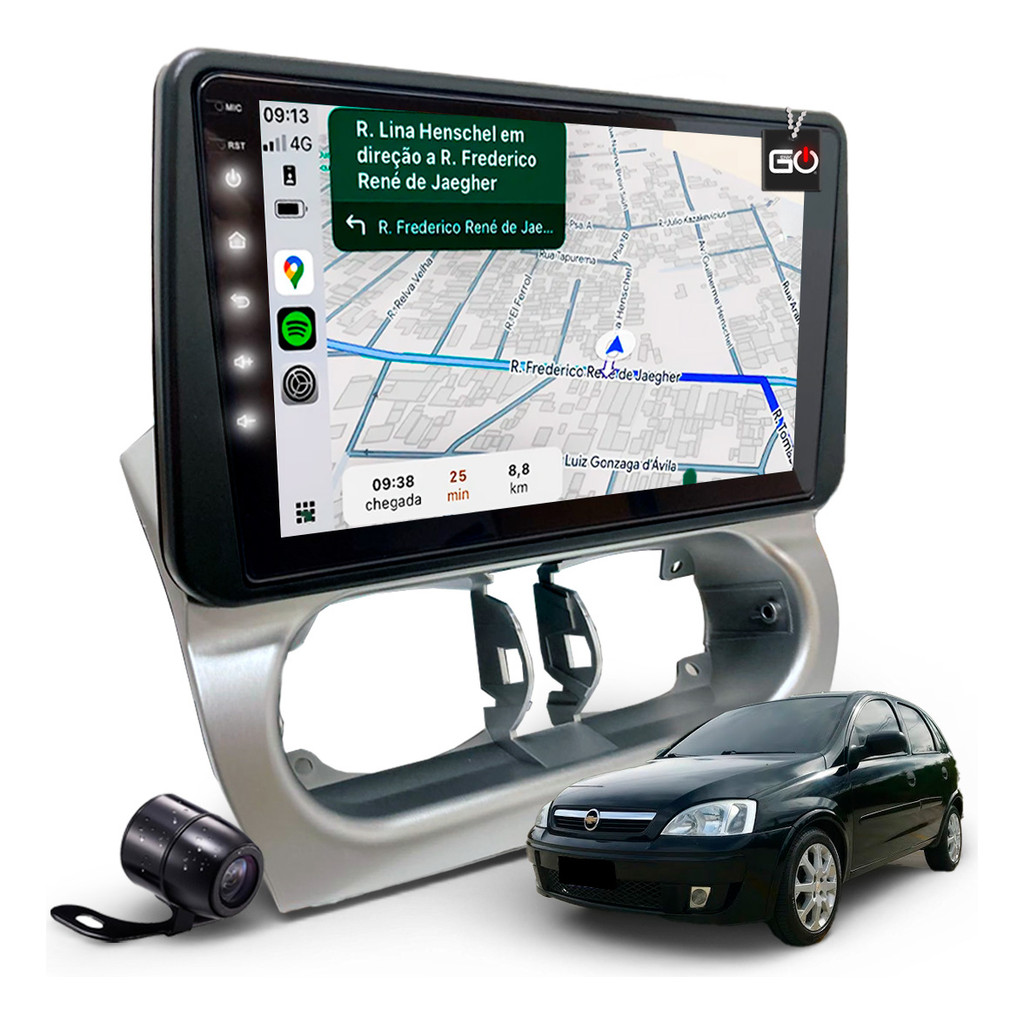 Kit Multimidia Mp10 Carplay Espelha iPhone Corsa 2003 À 2012