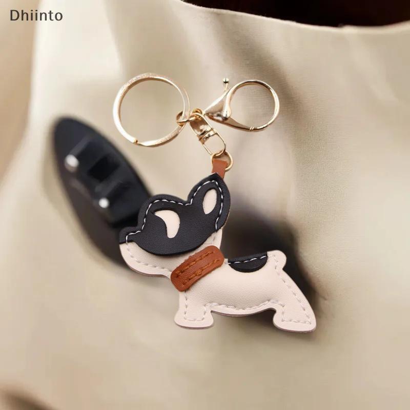 [Dhiint] Adorável Chaveiro De Couro PU De Buldogue Francês Pingente Fofo Bolsa De Cachorro Charme Bapa Pendurado Carro P
