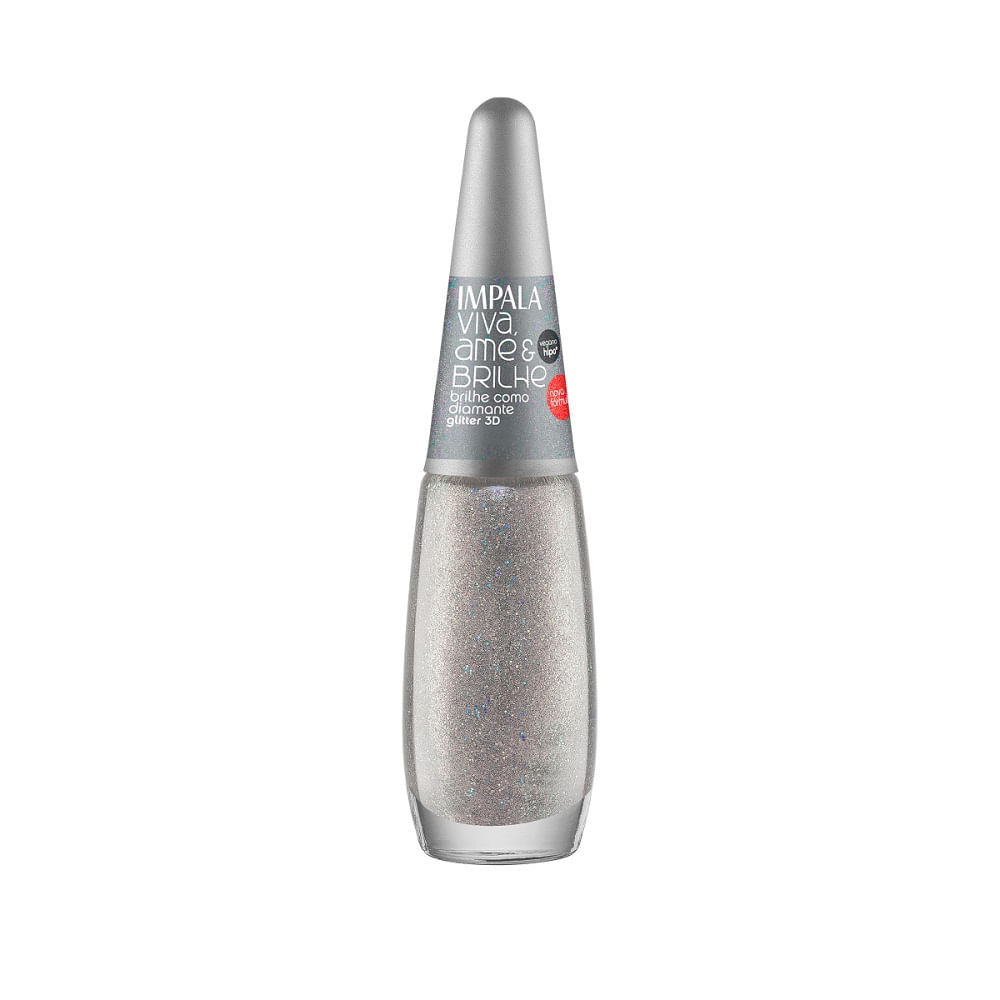 Esmalte Impala Viva Ame e Brilhe Glitter 3D Brilhe Como Diamante 7,5ml em Oferta na Shopee