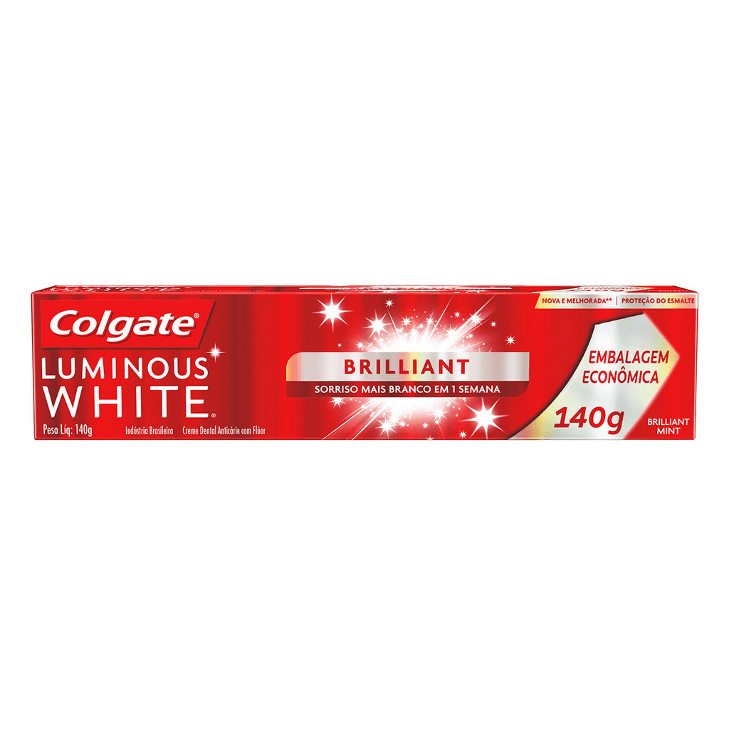 Creme Dental Colgate Luminous White Brilliant 140g em Oferta na Shopee