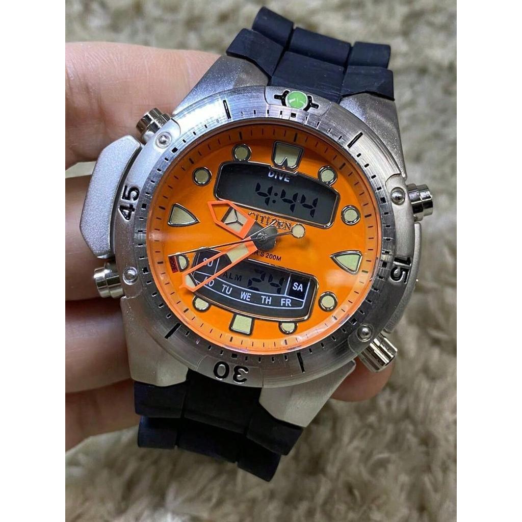 Relógio Masculino JP Aqualand Visor Duplo Digital Analógico Caixa de Aço Inoxidável Pulseira de Silicone 100% funcional