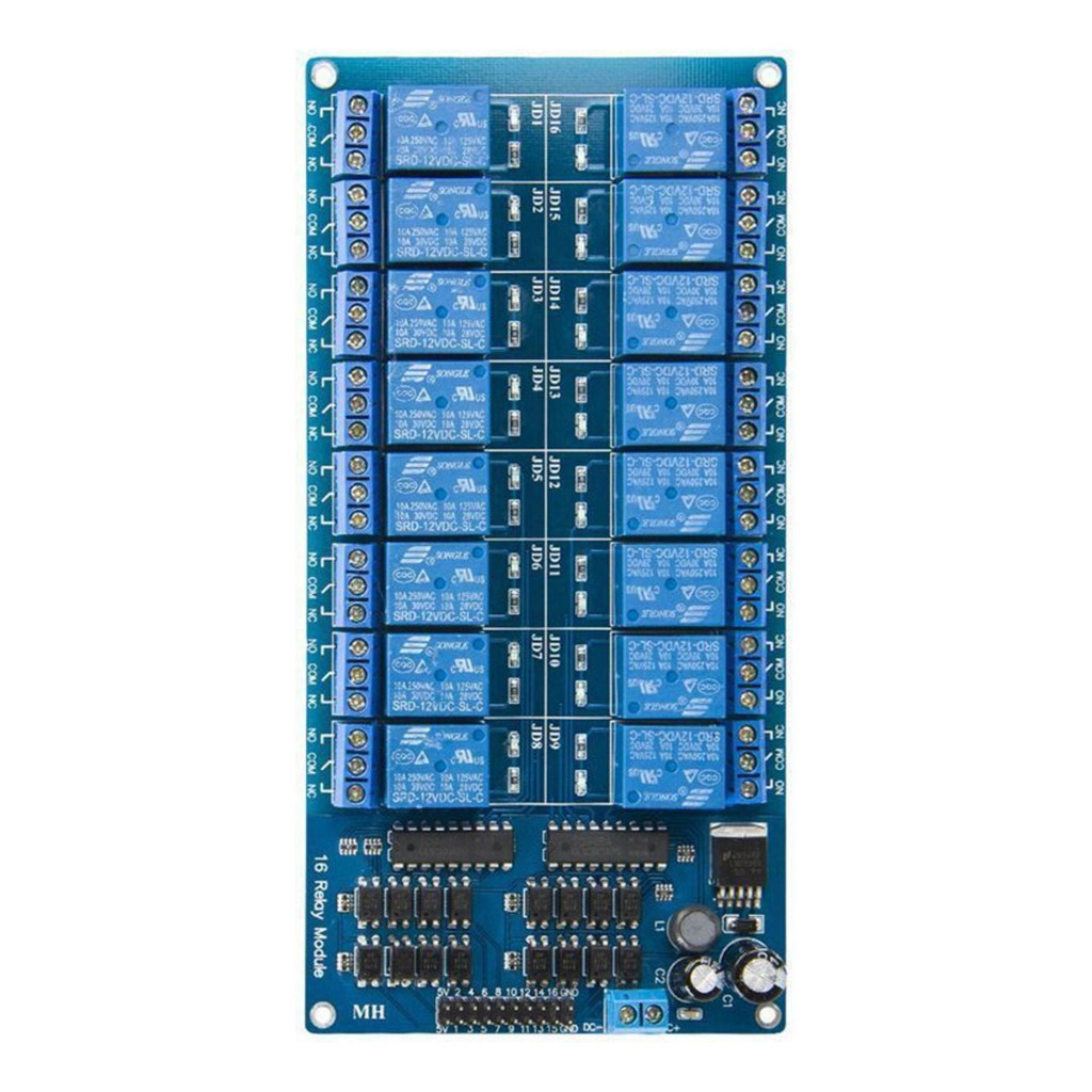Módulo Relé 16 Canais 12v/10a Com Optoacoplador Arduino