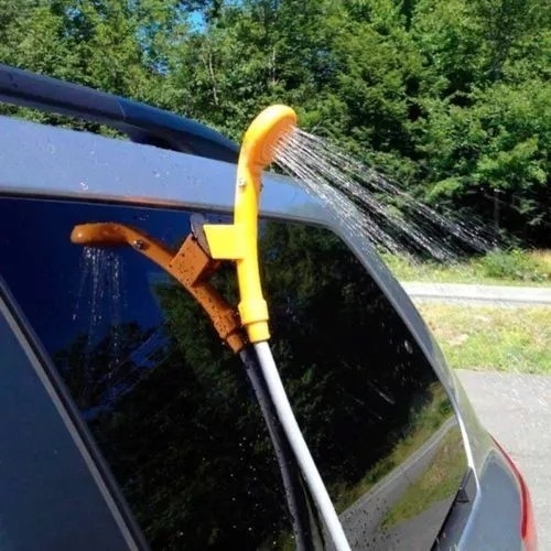 Ducha Portátil Camping 12V Mangueira Esguicho Pressão Banho Outdoor Carro Viagem Laranja