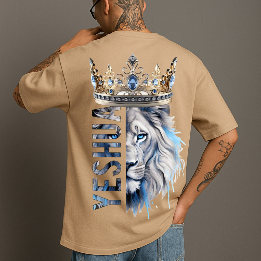 Camiseta 100% Algodão Gospel Leão De Judá Yeshua Masculina em Oferta na Shopee
