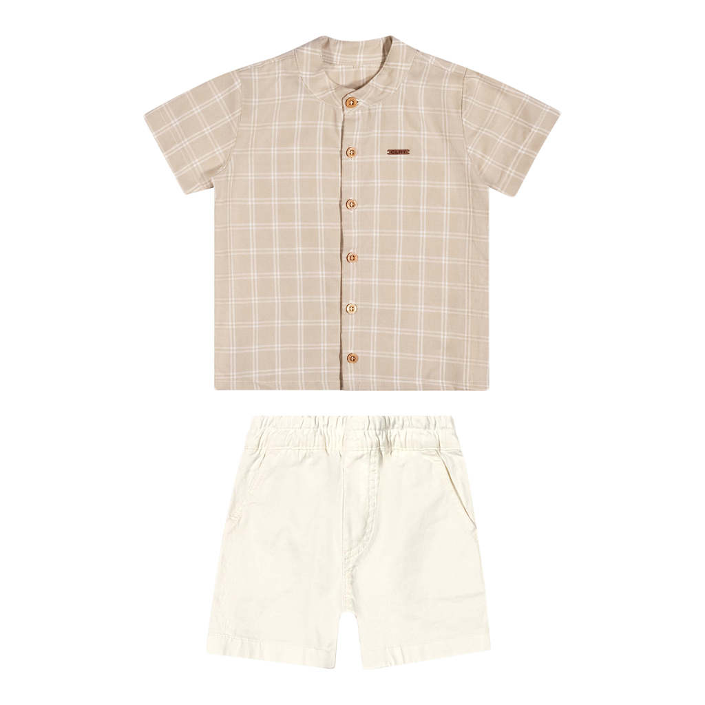 Conjunto Infantil Menino Camisa Xadrez Colorittá Marrom em Oferta na Shopee