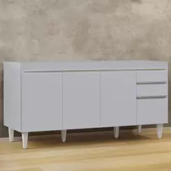 Balcão de Cozinha para Pia 160cm sem Tampo Arkansas Cinza Claro - Lumil