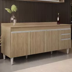 Balcão de Cozinha para Pia com Tampo 180cm Dallas Castanho - Lumil