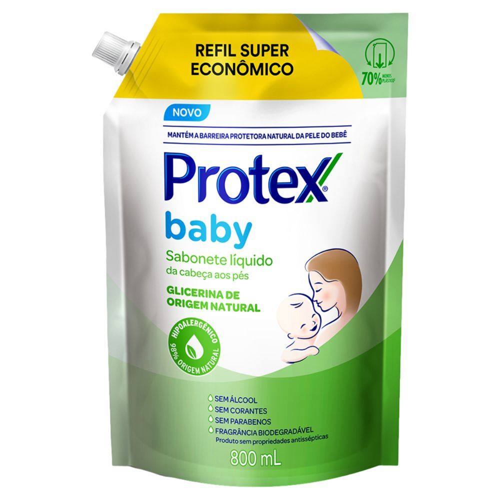 Sabonete Líquido Protex Baby da Cabeça aos Pés de Glicerina Refil Super Econômico 800ml em Oferta na Shopee