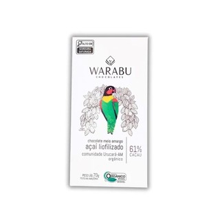 CHOCOLATE VEGANO ORGÂNICO AÇAÍ LIOFILIZADO 61% CACAU 70g