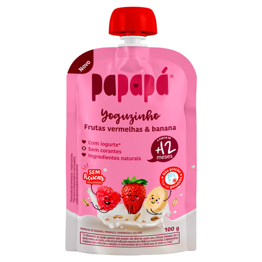 Yoguzinho Papapá Papinha Sabor Frutas Vermelhas e Banana a Partir de 12 Meses 100g em Oferta na Shopee