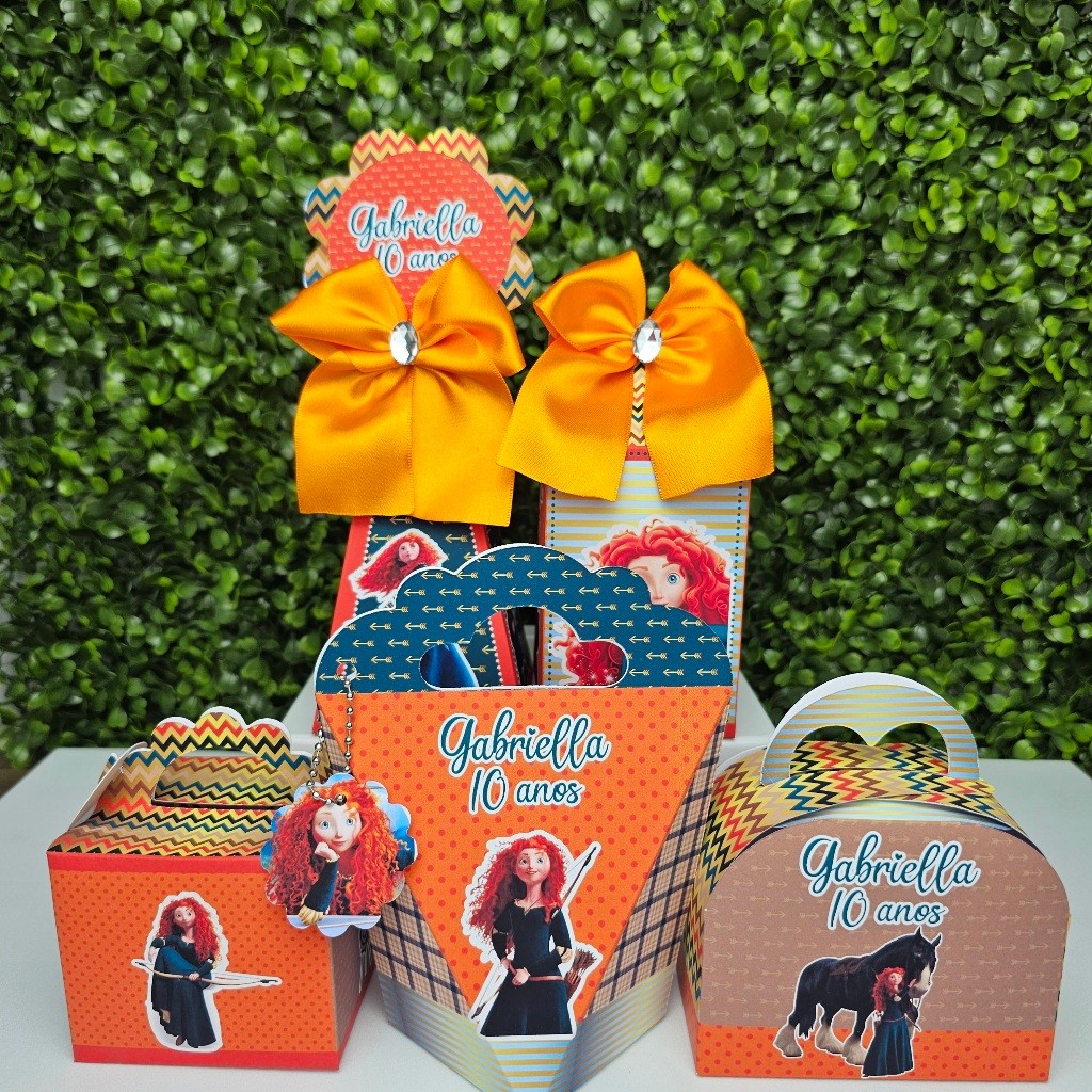 Kit Caixa Montada VALENTE MERIDA - Personalizados - Festa infantil - Aniversário - Lembrancinha