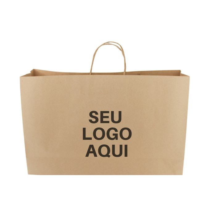 Sacola Papel Kraft 28x41,5x11 Personalizada 100 Unidades
