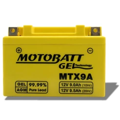 BATERIA MOTOBATT GEL MTX9A 12V 9Ah XT600 XTZ660 CB500 CBR600/900 SHADOW 600 NINJA 250/300 Z300 Z750