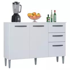 Balcão 507 3 Portas E 2 Gavetas Com Tampo Branco - Poquema