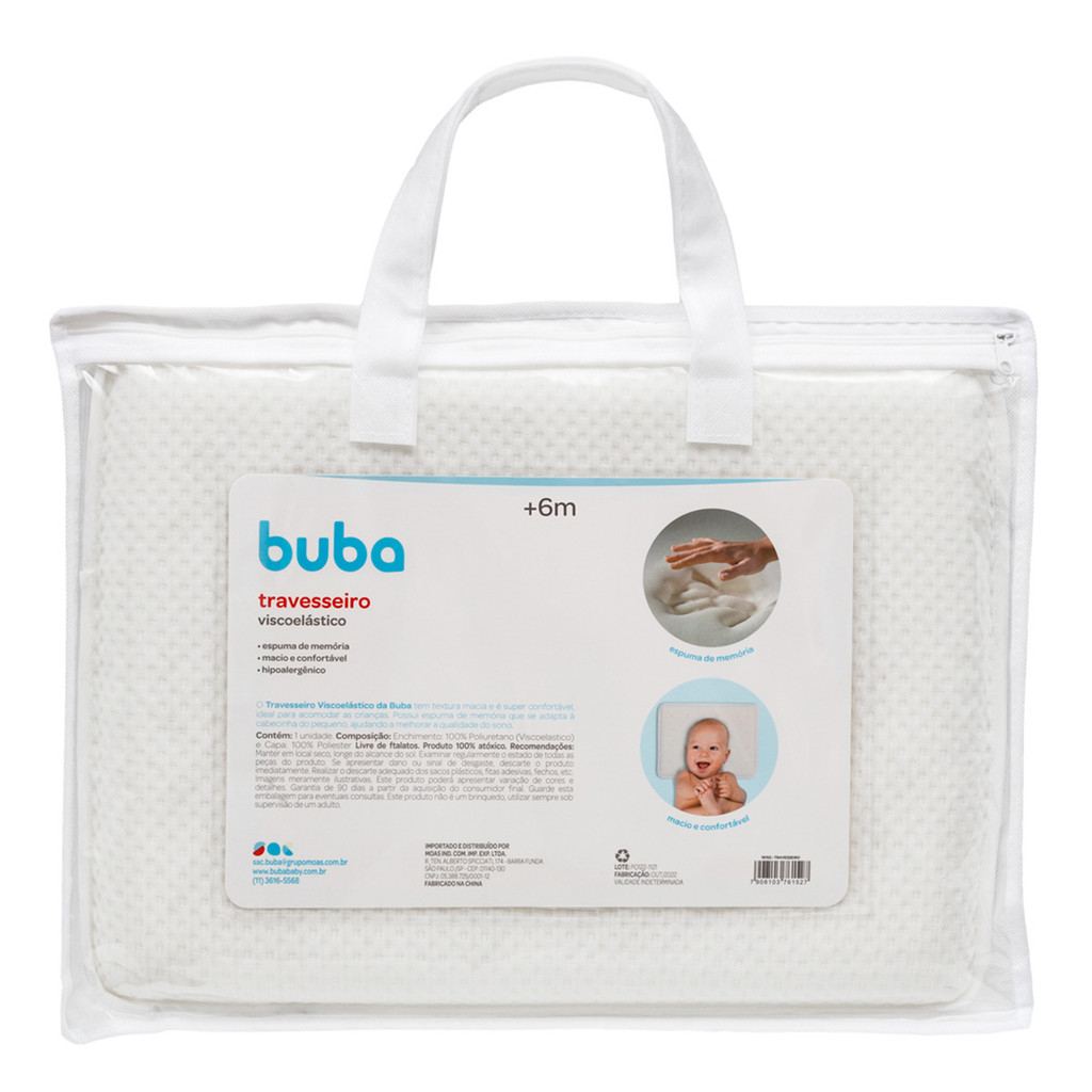 Travesseiro Viscoelástico Branco com Capa Buba em Oferta na Shopee