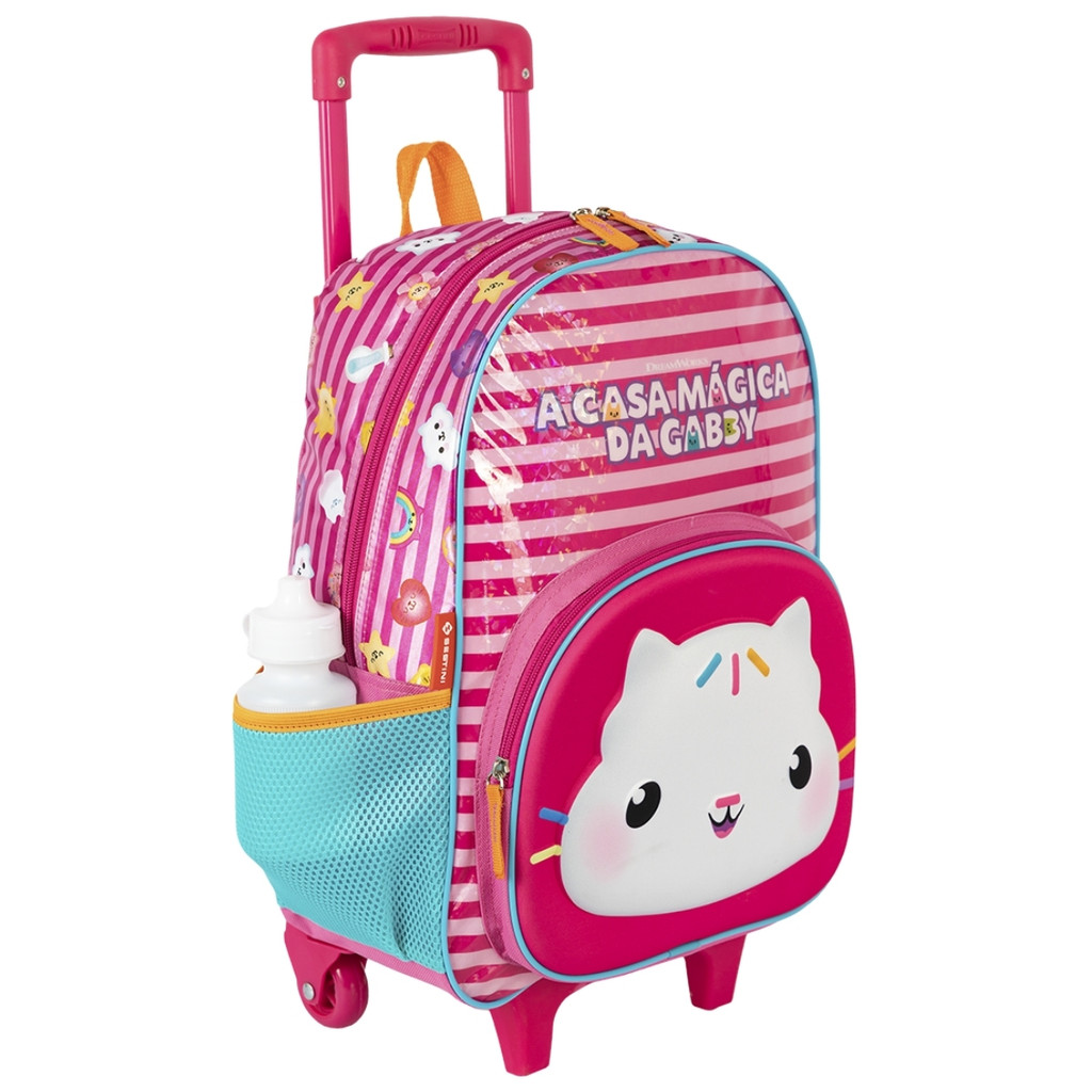 Mochila De Rodinha Escolar Grande Casa Magica Da Gabby Oficial Friendship Sestini Rosa em Oferta na Shopee