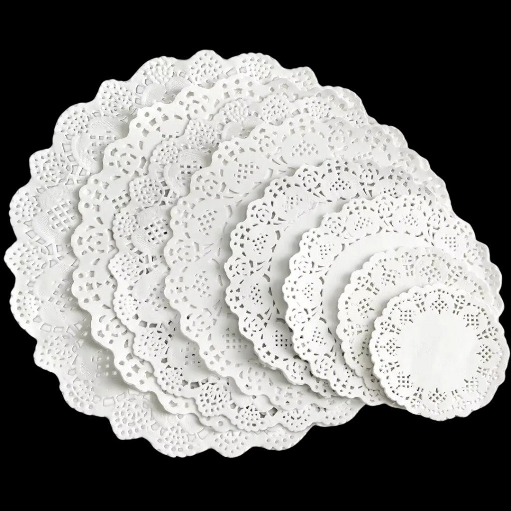 Kit 50/100/150 Toalhas Rendada Redonda 9cm de Papel Descartável Convite Decoração