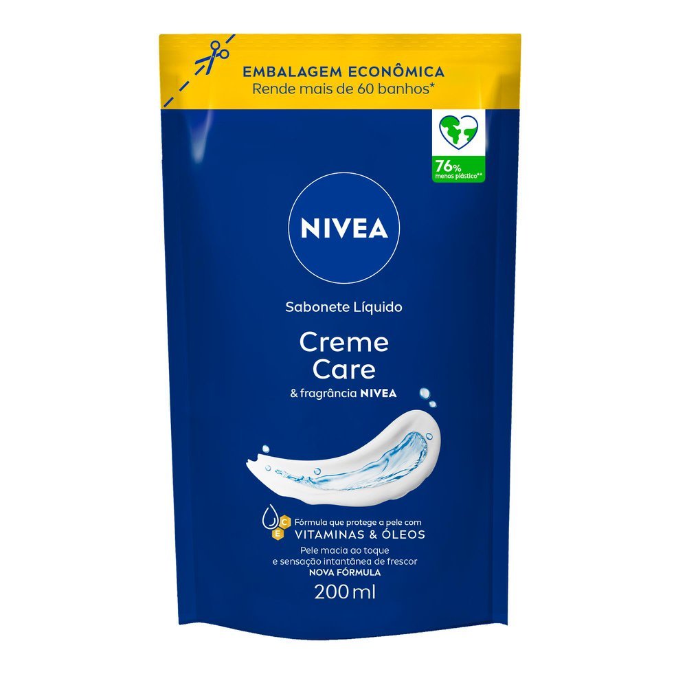 Sabonete Líquido Nivea Creme Care Refil 200ml em Oferta na Shopee