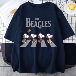 Camiseta Algodão Confortável Premium Estampada Tendência Desenho Snoopy Beagles Aesthetic Unissex
