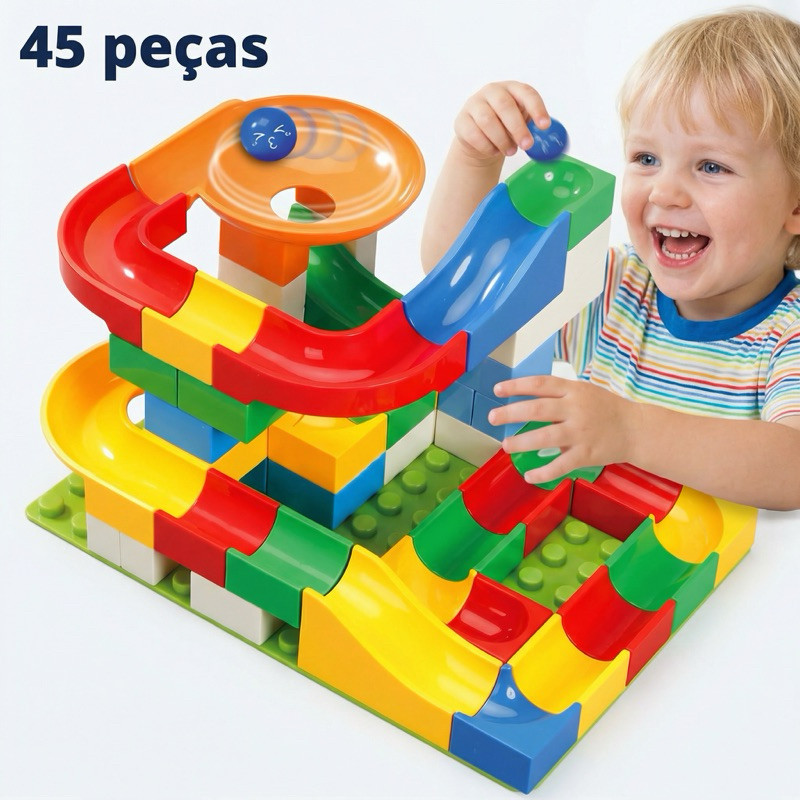 Brinquedo Educativo Montagem Pista de Bolinhas 45 Peças Magnético Infantil Criativo Desenvolvimento
