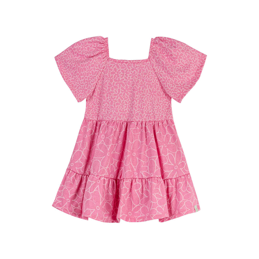 Vestido Infantil Menina Floral Perolado Elian Rosa
