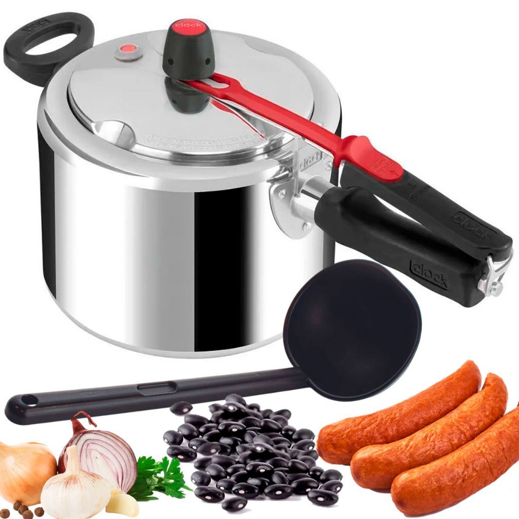 Panela de Pressão 4,5 Litros Clock em Alumínio Polido com Concha para Feijão em Oferta na Shopee