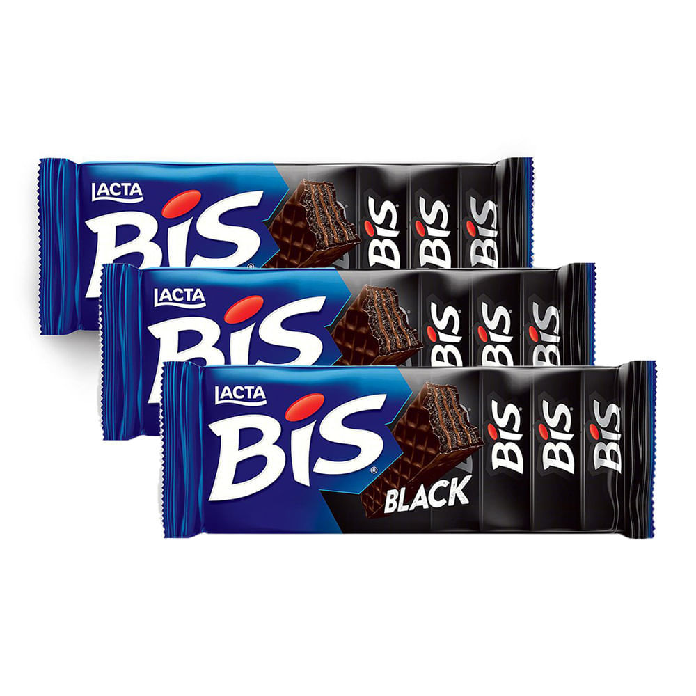 Kit 3 Chocolate BIS Lacta Black ao Leite 100,8g em Oferta na Shopee