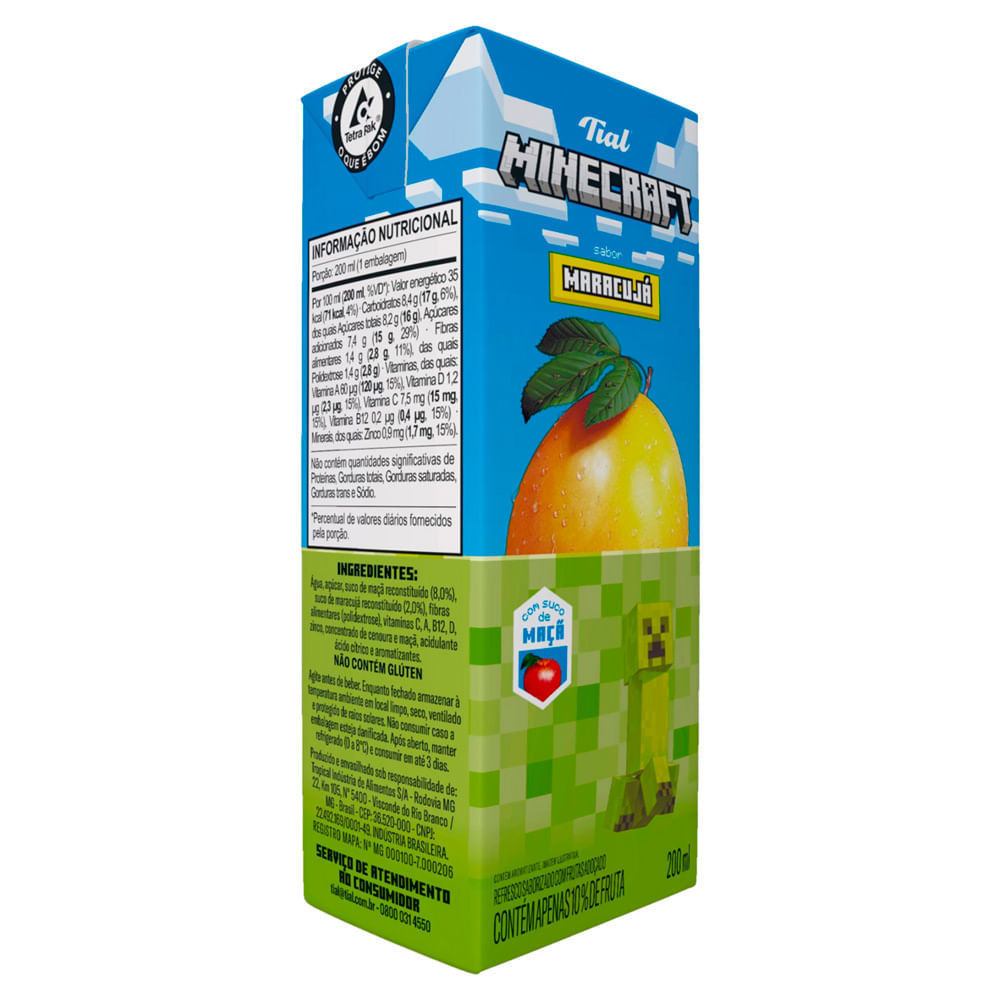 Suco Tial Minecraft Sabor Maracujá 200ml