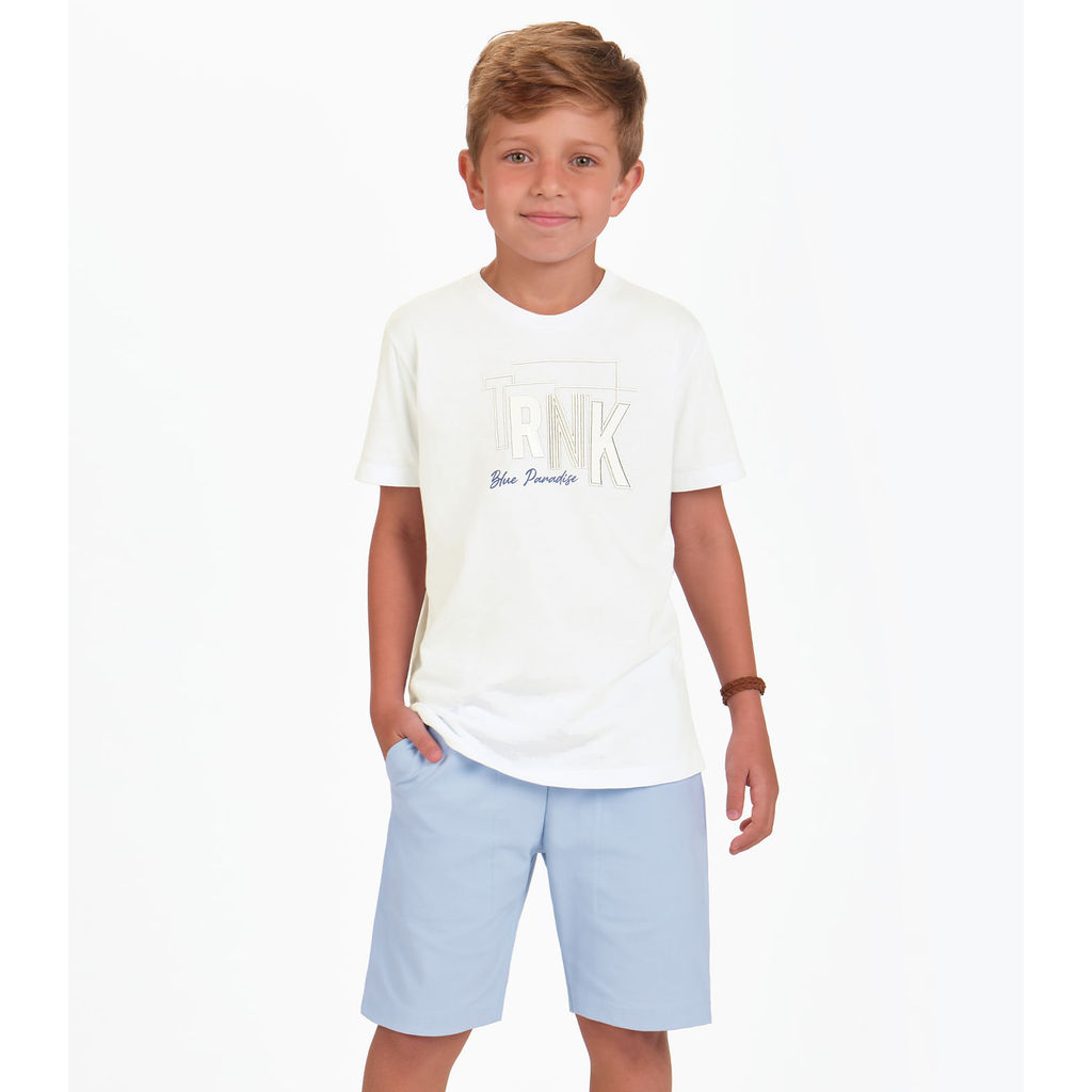 Conjunto Camiseta com Bermuda Menino Trick Nick Branco