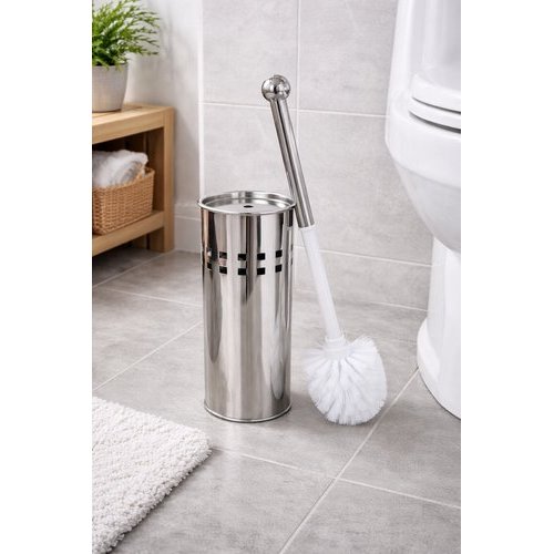 Kit Escova Banheiro Inox Limpeza Capricho Suporte Moderno Durável