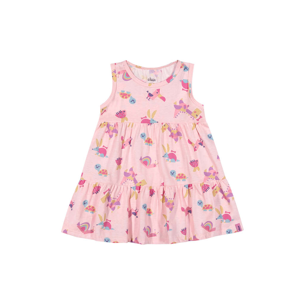 Vestido Bebê Menina Bichinhos Coloridos Elian Rosa em Oferta na Shopee