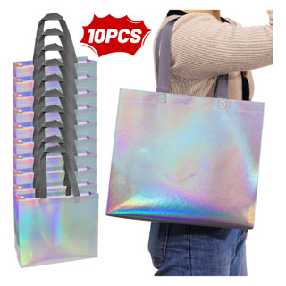 Kit 10 Sacolas Reutilizáveis Holográficas Para Compras Festa Presente em Oferta na Shopee