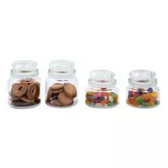 Kit 4 potes de vidro com tampa herméticos redondos 350ml e 500ml - Mozcada