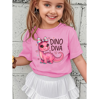 Camiseta Infantil Juvenil Menina Estilosa Conforto Premium Dino Premium Dinossauro