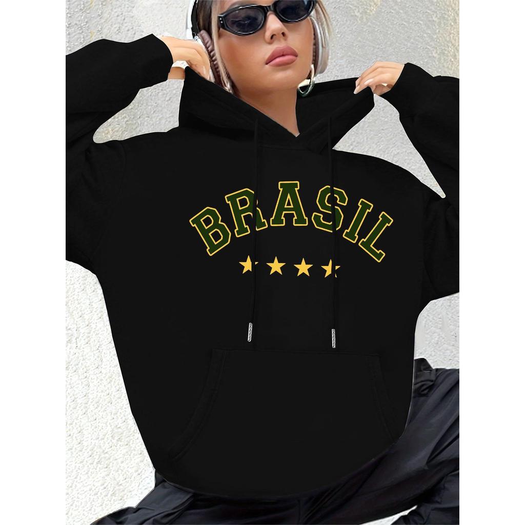 Blusa Copa do mundo Feminina De Frio Moletom Premium Brasil Futebol Estampa Torcedor