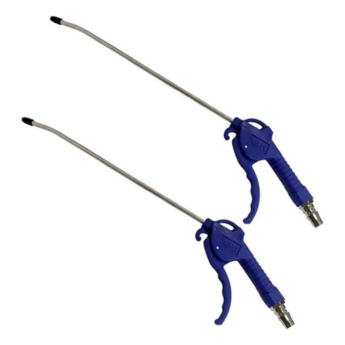 2 Pistolas De Ar Comprimido Para Limpeza Secagem Bico Fino 30cm Com Engate Rápido e Gatilho Em ABS