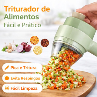 Cortador Elétrico de Legumes 4 em 1 Sem Fio Triturador de Alho Recarregável USB em Oferta na Shopee