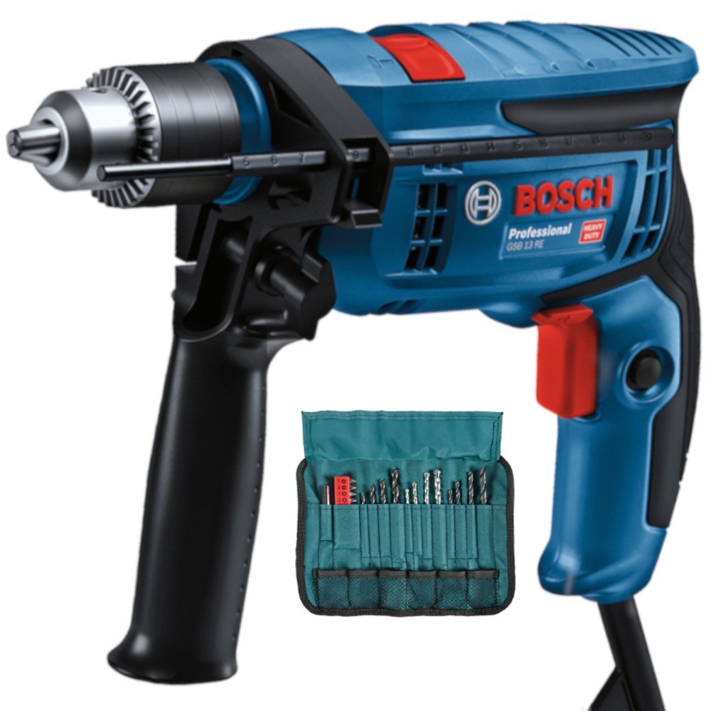 Furadeira de impacto 1/2" 750 watts com kit de 23 acessórios - GSB 13 RE Bosch