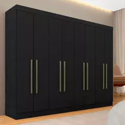 Guarda Roupa Casal 8 Portas Natasha Preto - Móveis Arapongas