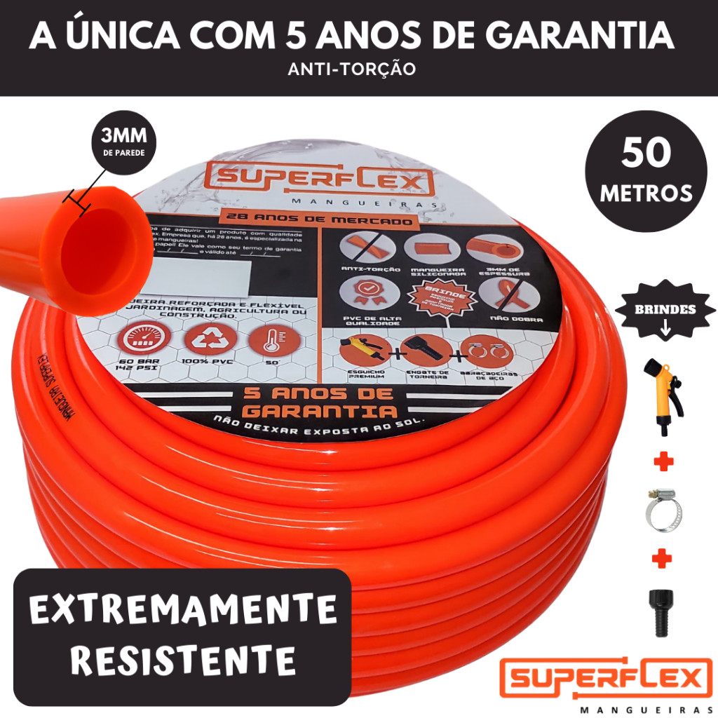 Mangueira De Jardim Siliconada SuperFlex 50 Metros Profissional