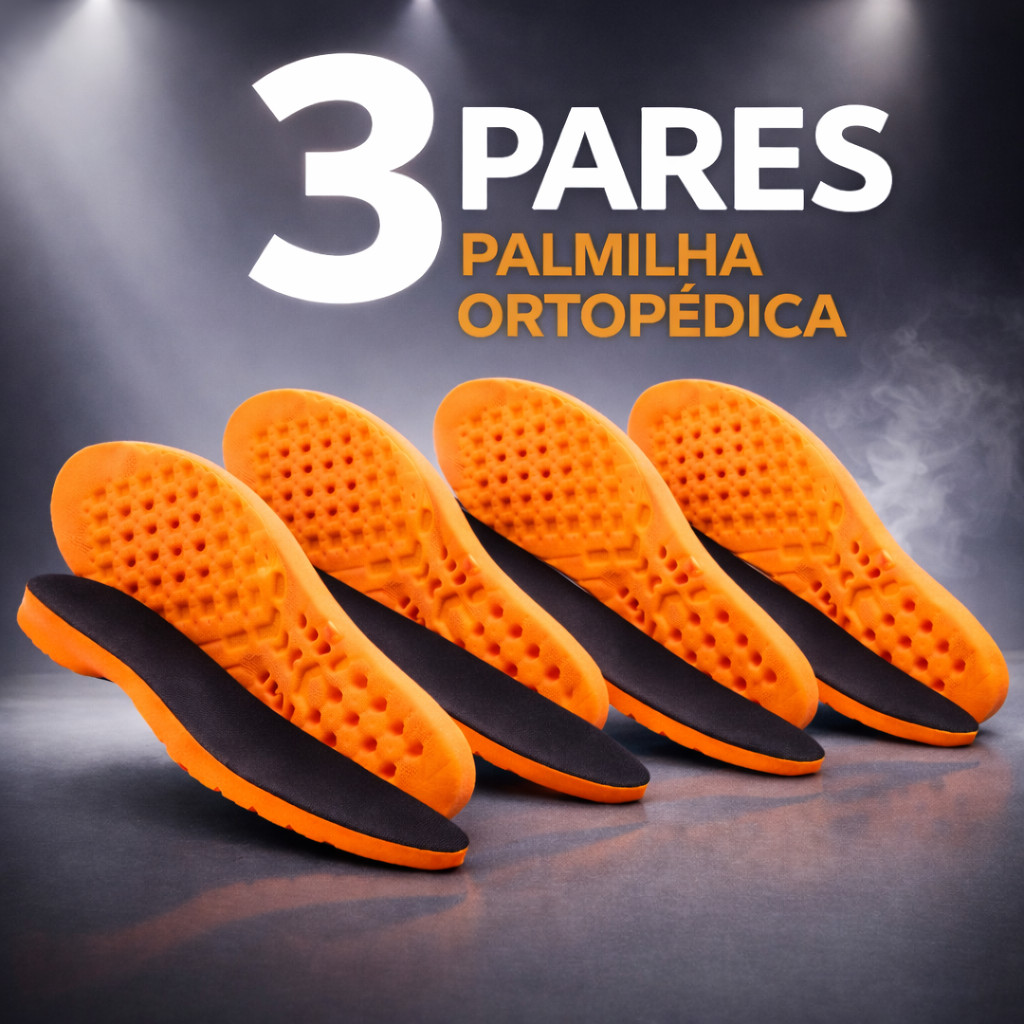 KIT 3 PARES PALMILHA ORTOPÉDICA GROSSA EM GEL ANATÔMICA PARA ESPORÃO E DORES NOS PÉS