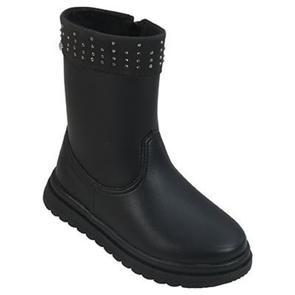 Bota Infantil Menina Pampili Flora Cano Médio na cor Preta